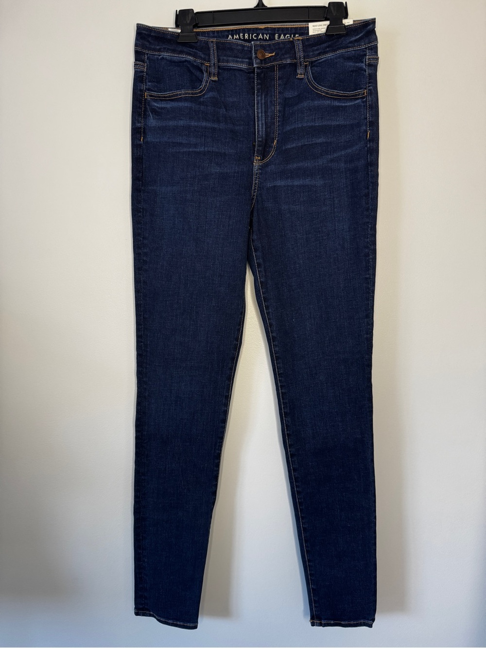 NWT American Eagle Jeans Super High Rise Jeggings Blue Denim Sz 12 X-Long 31 W